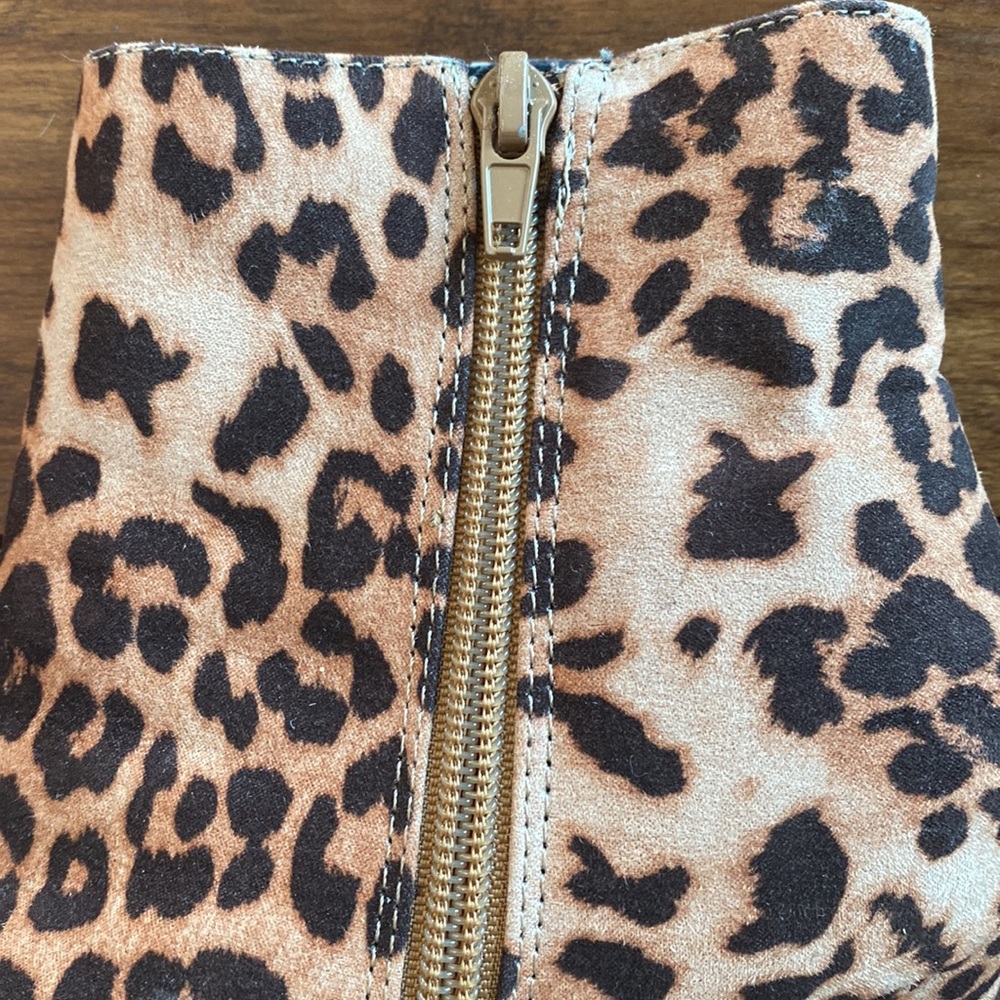 Express Leopard Print Thin Heeled Booties - 7 - image 6